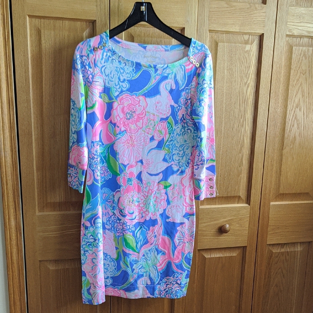 NWT Lilly Pulitzer Blue and Pink Floral Sophie Dress Size S UPF 50+